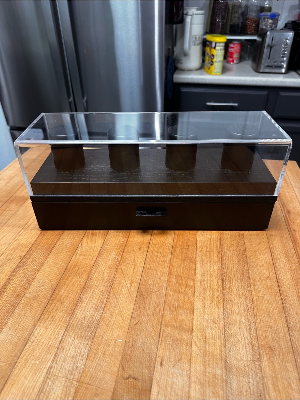 Holme & Hadfield Black wooden Watch Display Case with Clear Cover